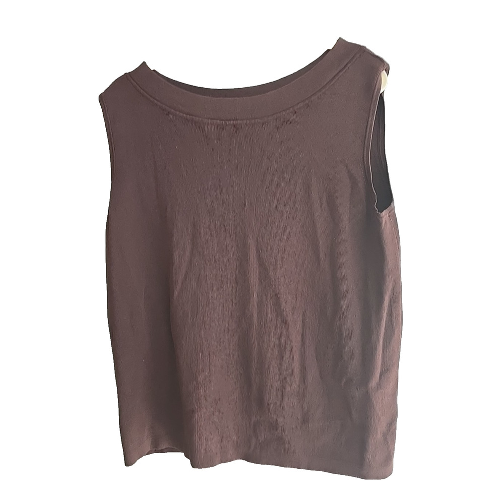 Dressbarn Brown Boat Neck Ribbed Sleeveless Casual Top Womans Plus Size 22/24
